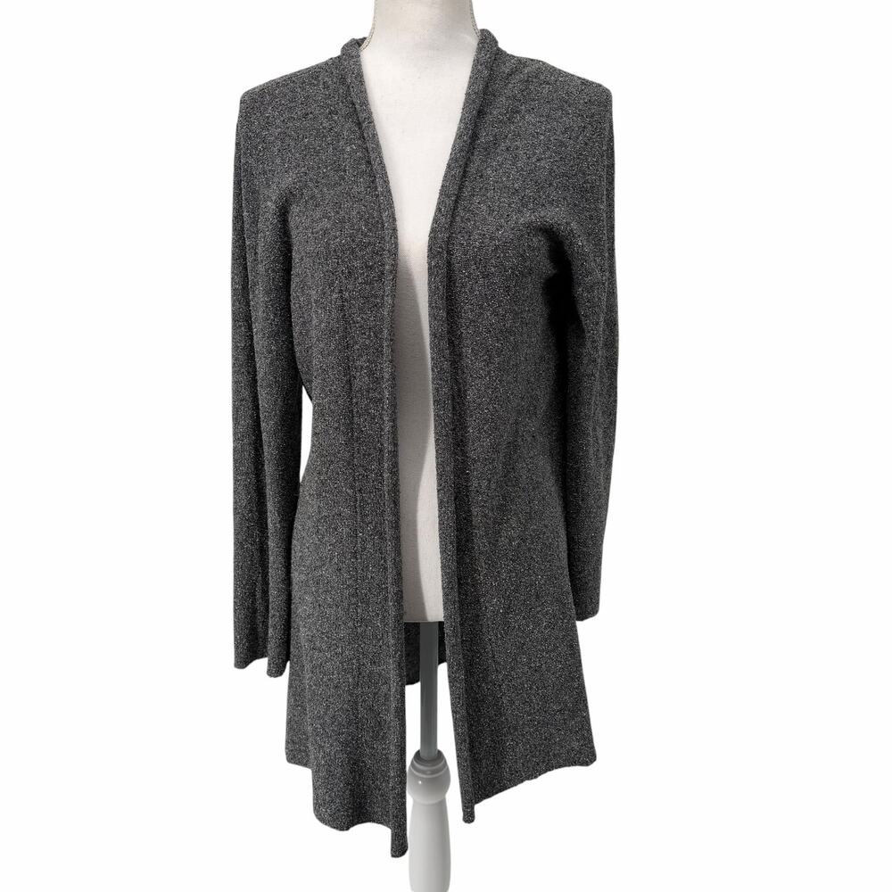 Eileen Fisher Blue Gray Open Front Silk Blend Cardigan Sz LP